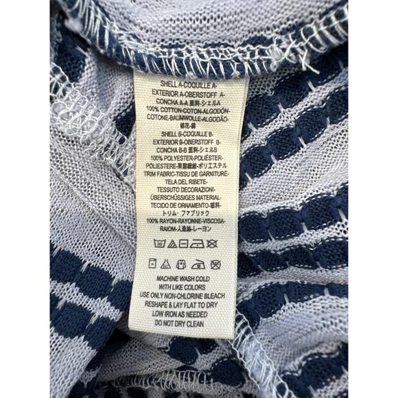 Free People Sleeveless Navy Lace & Stripe Print Zip Back Top women sz S - Picture 7 of 8